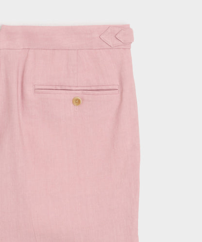 Italian Linen Side Tab Trouser - Pink
