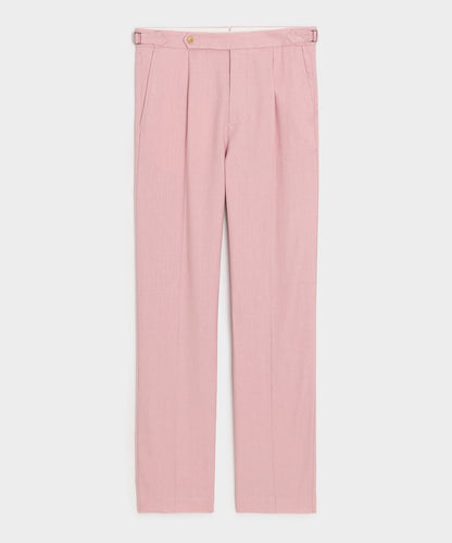 Italian Linen Side Tab Trouser - Pink