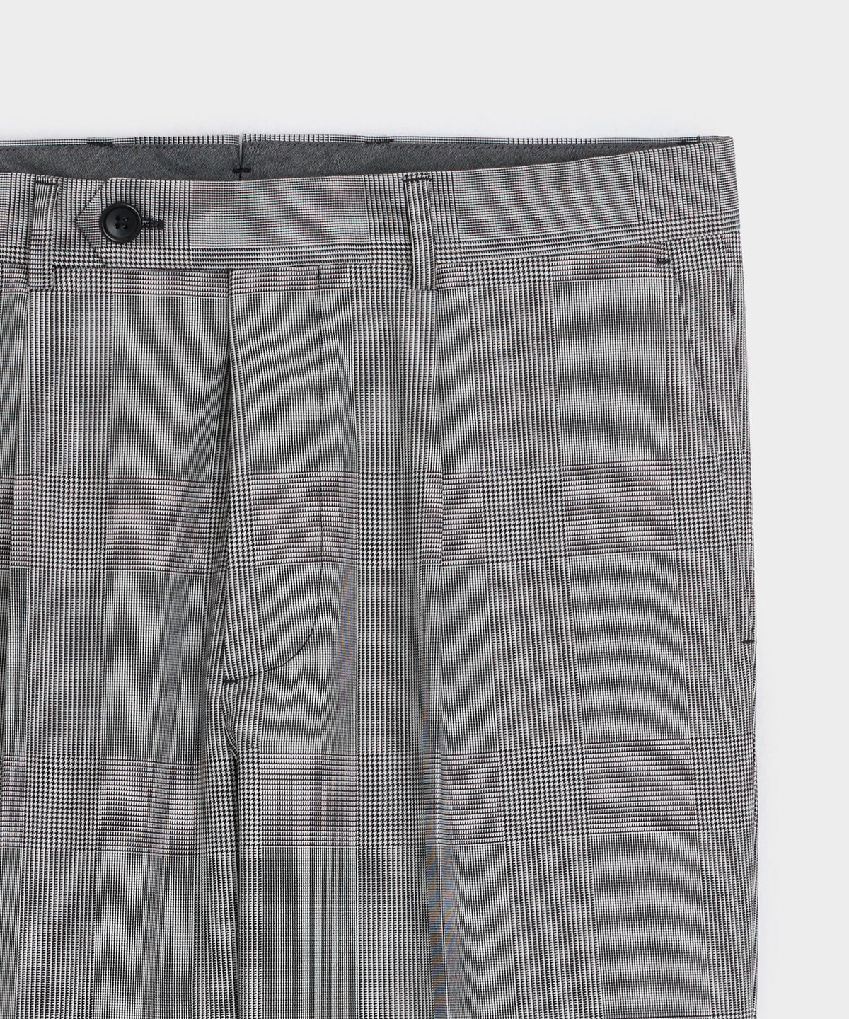 Italian Wool Glen Plaid Madison Trouser - Cream