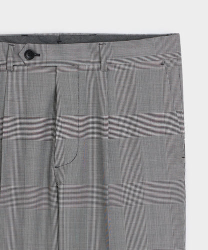 Italian Wool Glen Plaid Madison Trouser - Cream