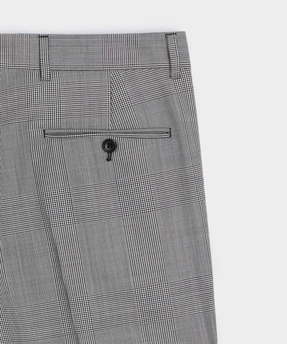 Italian Wool Glen Plaid Madison Trouser - Cream