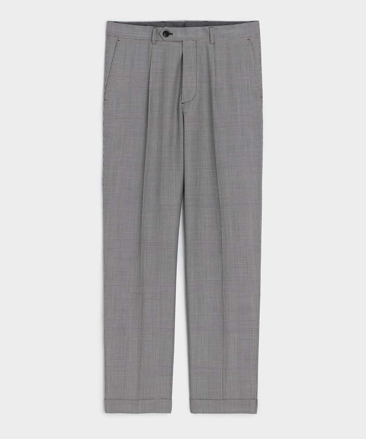 Italian Wool Glen Plaid Madison Trouser - Cream