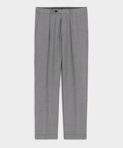 Italian Wool Glen Plaid Madison Trouser - Cream