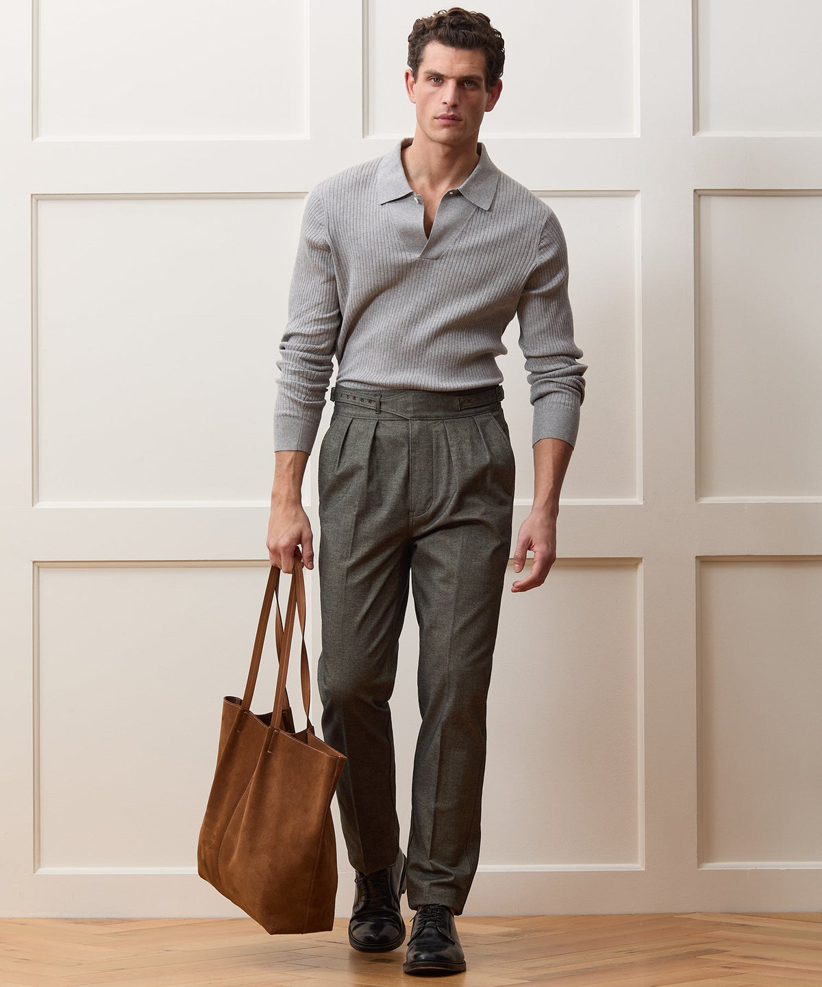Italian Heathered Cotton Gurkha Trouser - Charcoal