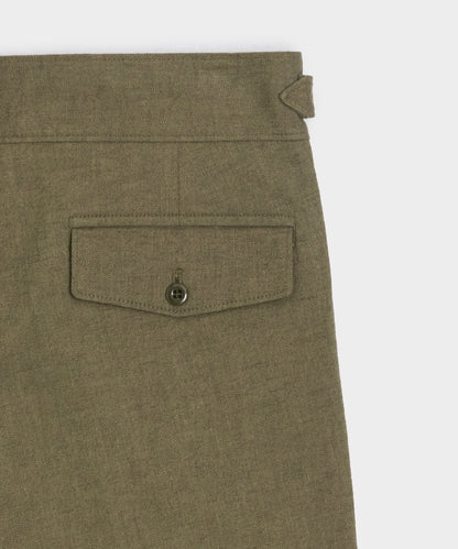 Italian Heathered Cotton Gurkha Trouser - Green