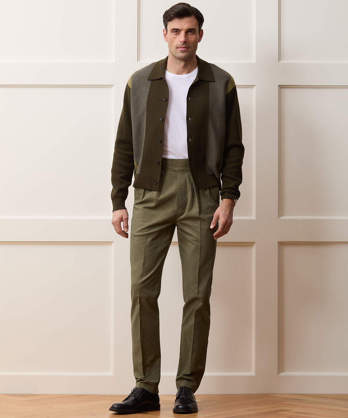 Italian Heathered Cotton Gurkha Trouser - Green