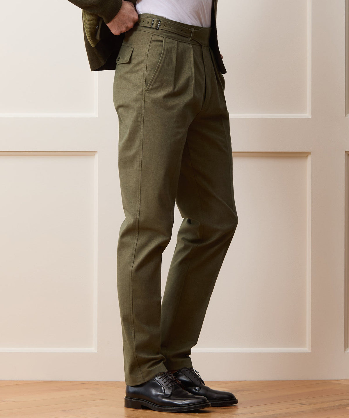 Italian Heathered Cotton Gurkha Trouser - Green