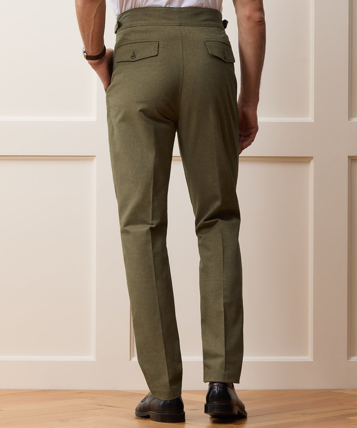 Italian Heathered Cotton Gurkha Trouser - Green