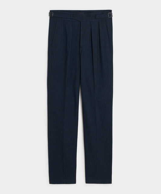 Italian Heathered Cotton Gurkha Trouser - Navy