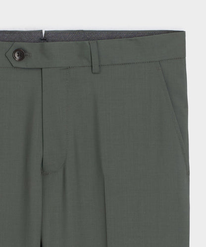 Italian Wool Mohair Sutton Trouser - Green Smoke