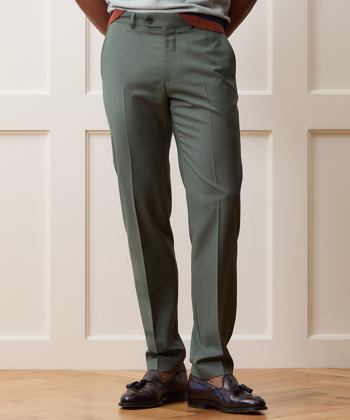 Italian Wool Mohair Sutton Trouser - Green Smoke