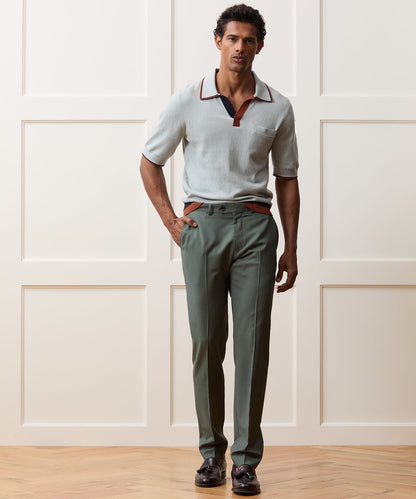 Italian Wool Mohair Sutton Trouser - Green Smoke