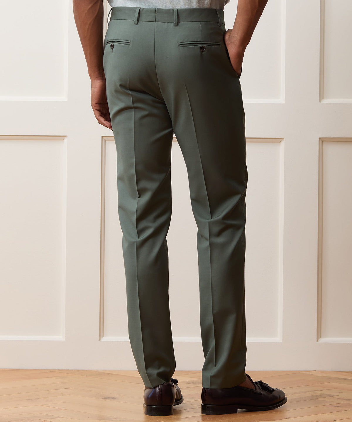 Italian Wool Mohair Sutton Trouser - Green Smoke