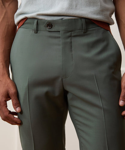 Italian Wool Mohair Sutton Trouser - Green Smoke