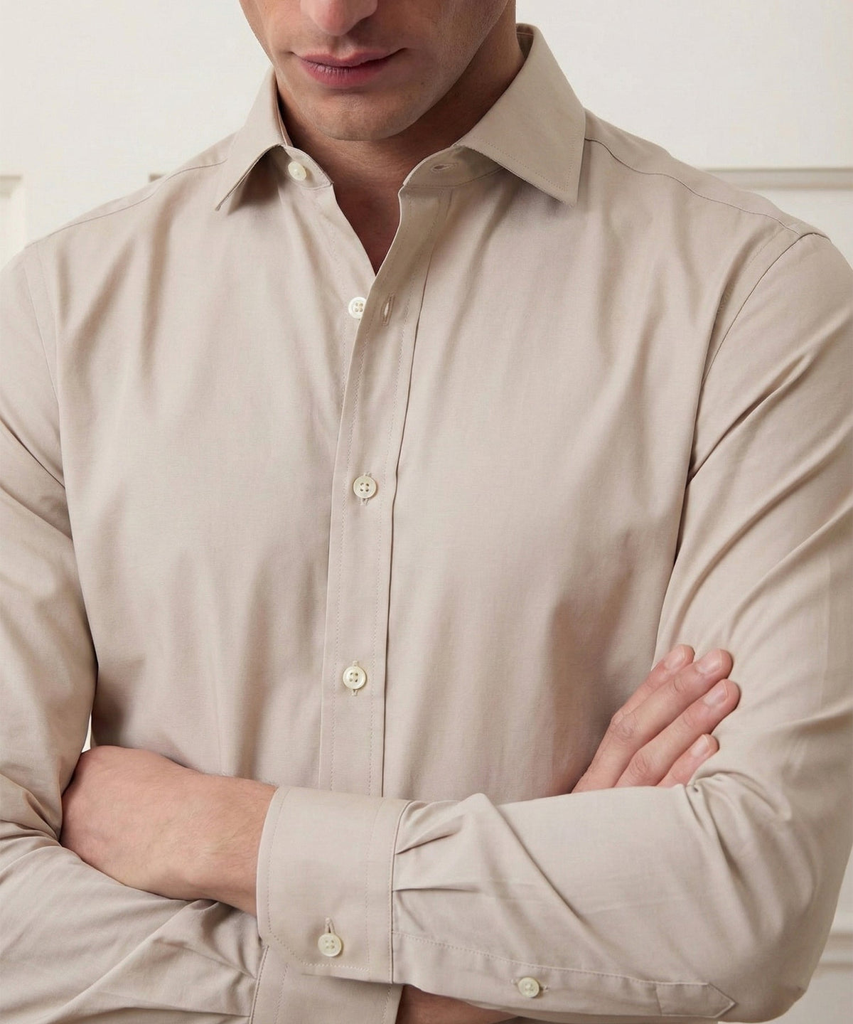 End-On-End Poplin Dress Shirt - Khaki