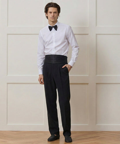 Slim Fit Plain Front Tuxedo Dress Shirt - White