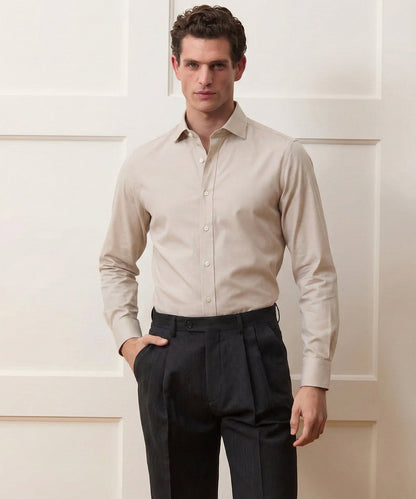 End-On-End Poplin Dress Shirt - Khaki