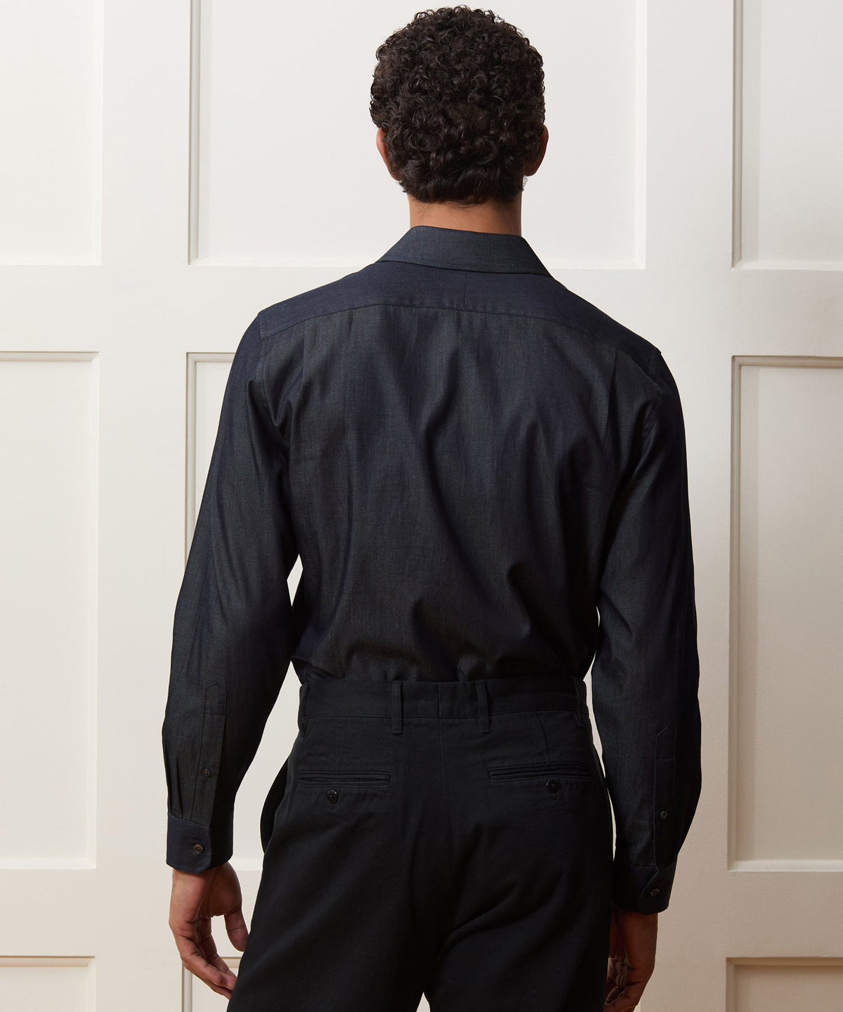 Chambray Spread Collar Dress Shirt - Dark Indigo