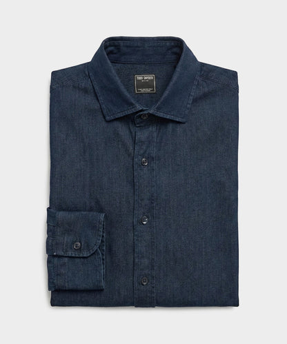 Chambray Spread Collar Dress Shirt - Dark Indigo