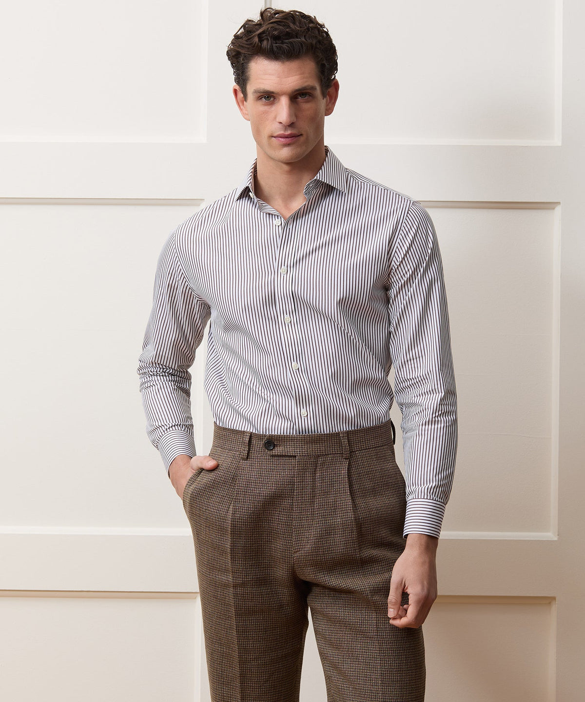 End-On-End Poplin Dress Shirt - Brown