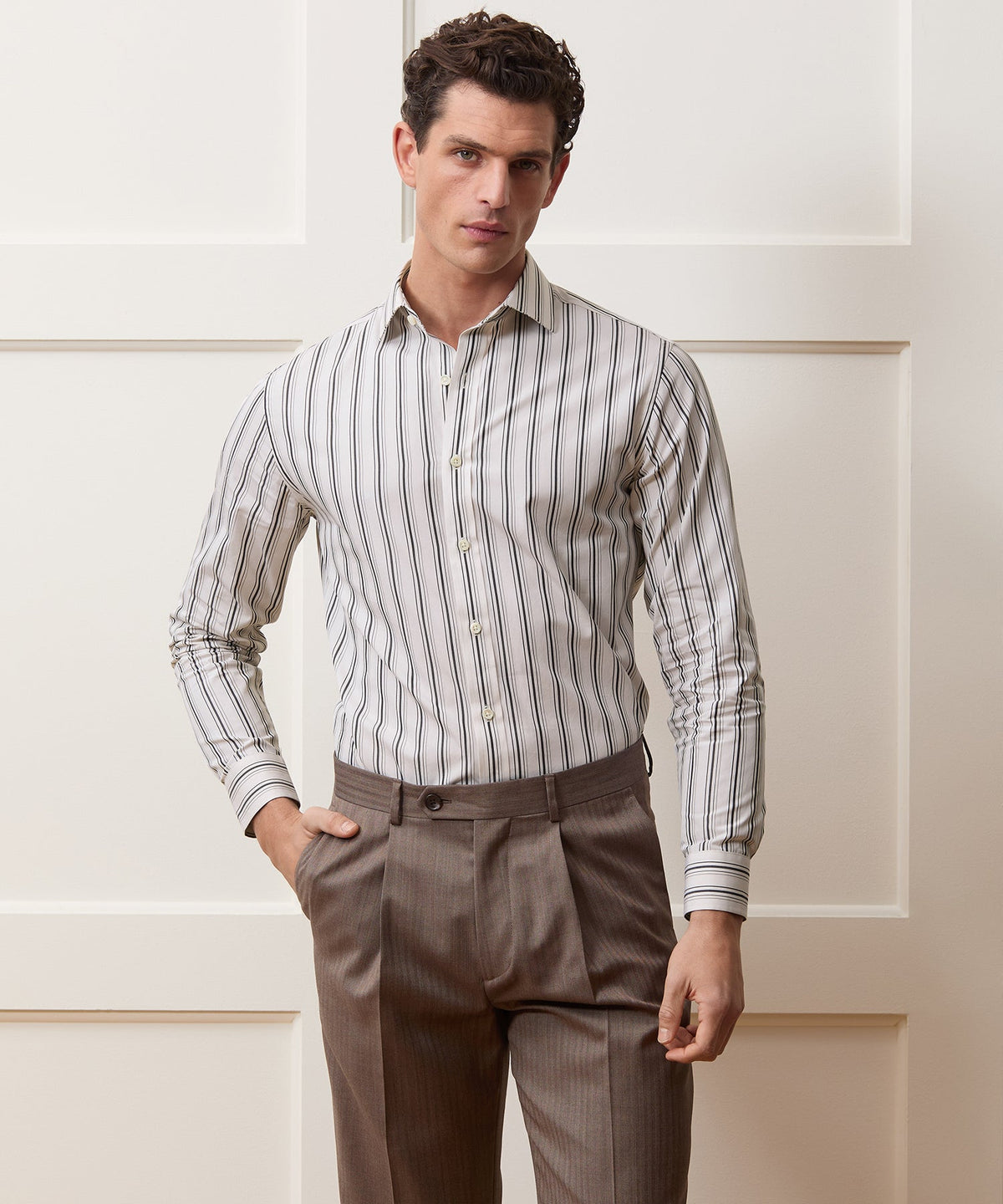 End-On-End Poplin Dress Shirt - Beige