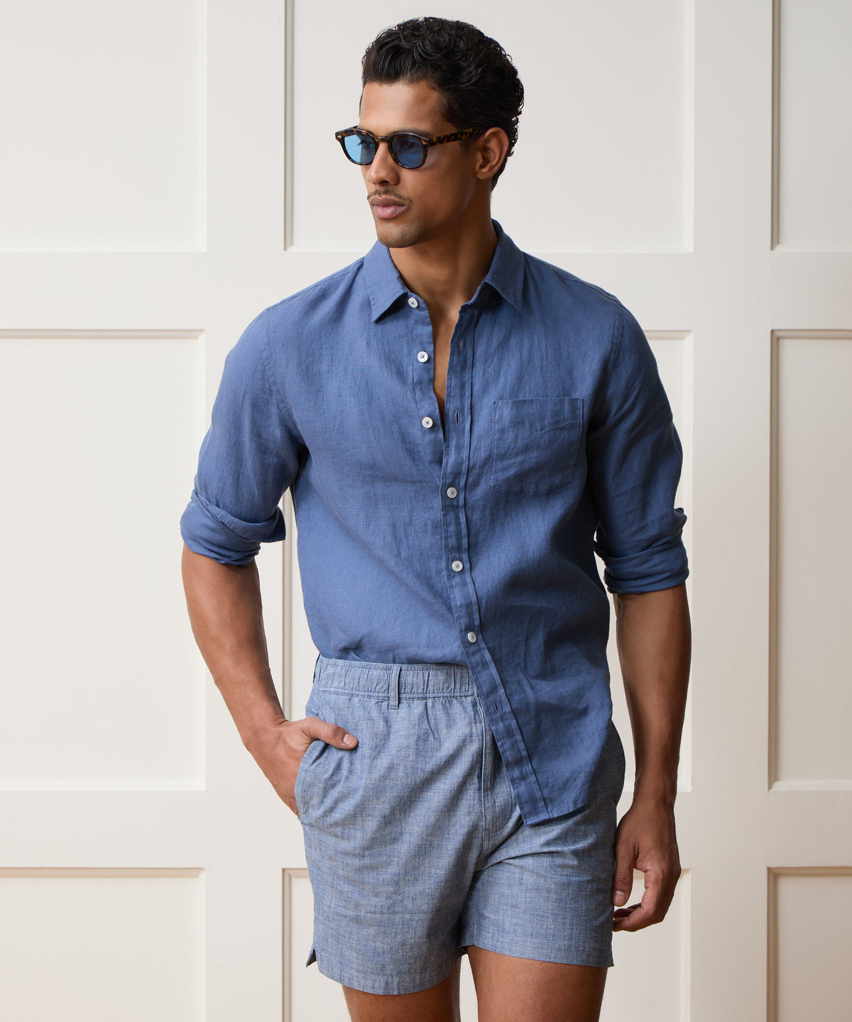 Sea Soft Irish Linen Shirt - Denim Blue