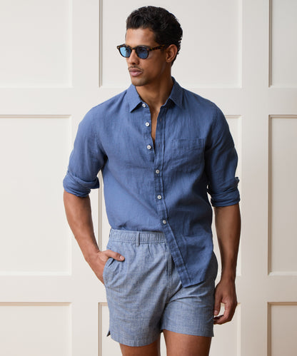 Sea Soft Irish Linen Shirt - Denim Blue