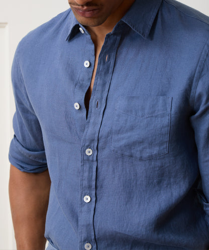 Sea Soft Irish Linen Shirt - Denim Blue