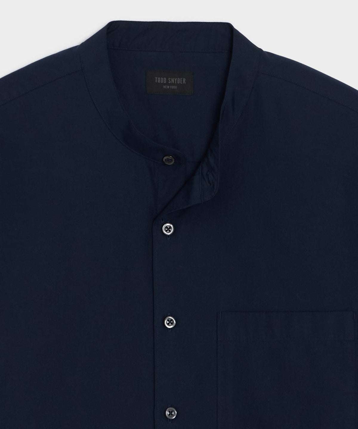 Poplin Band Collar Shirt - Navy