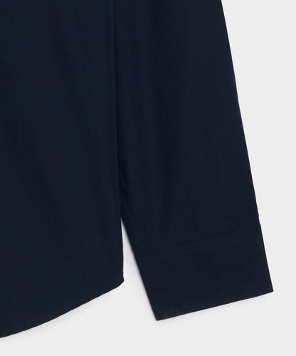 Poplin Band Collar Shirt - Navy