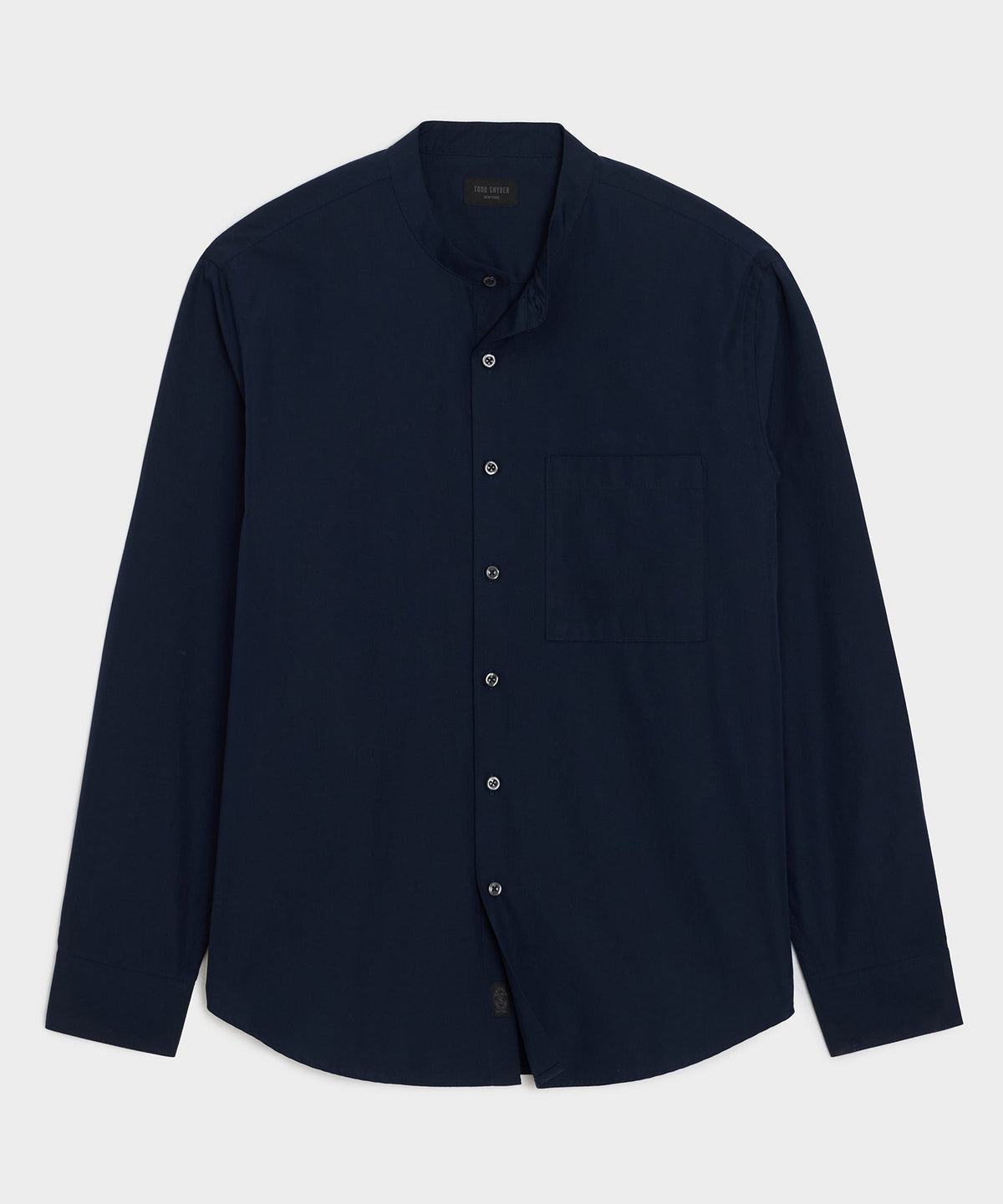 Poplin Band Collar Shirt - Navy