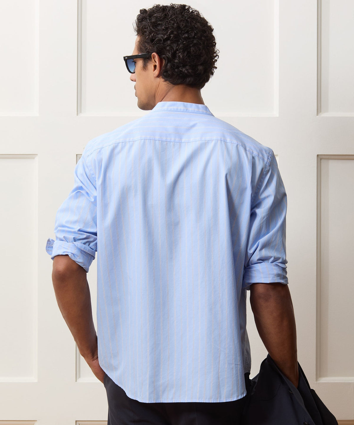 Poplin Band Collar Shirt - Blue