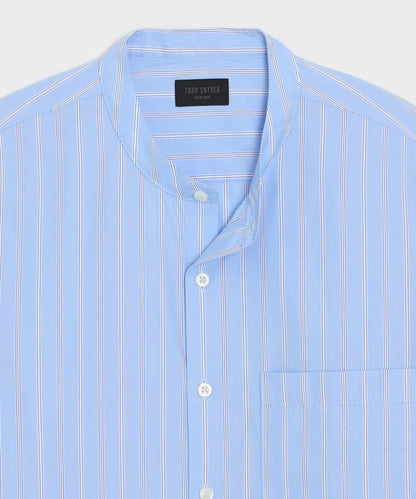 Poplin Band Collar Shirt - Blue