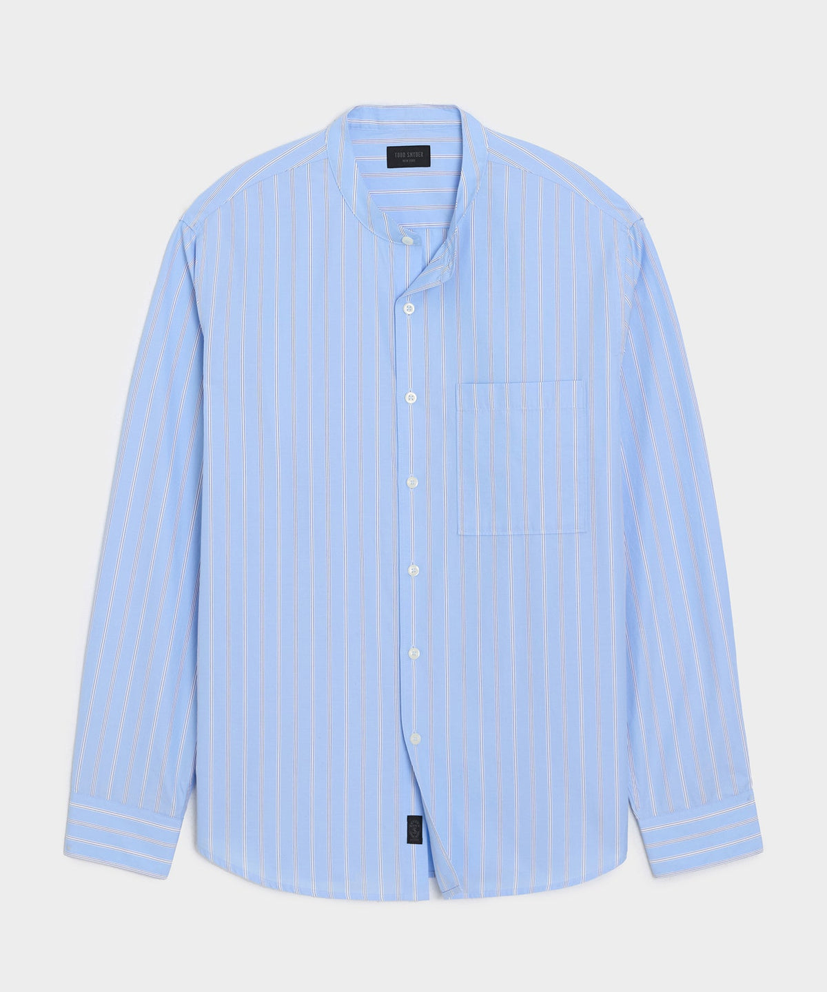 Poplin Band Collar Shirt - Blue