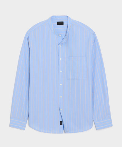Poplin Band Collar Shirt - Blue