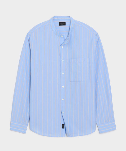 Poplin Band Collar Shirt - Blue