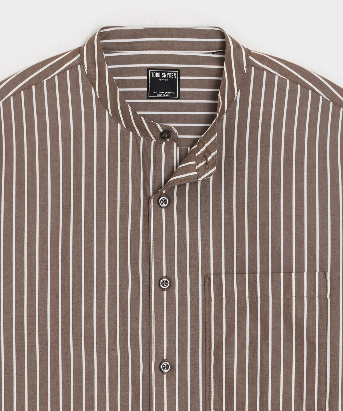 Poplin Band Collar Shirt - Brown
