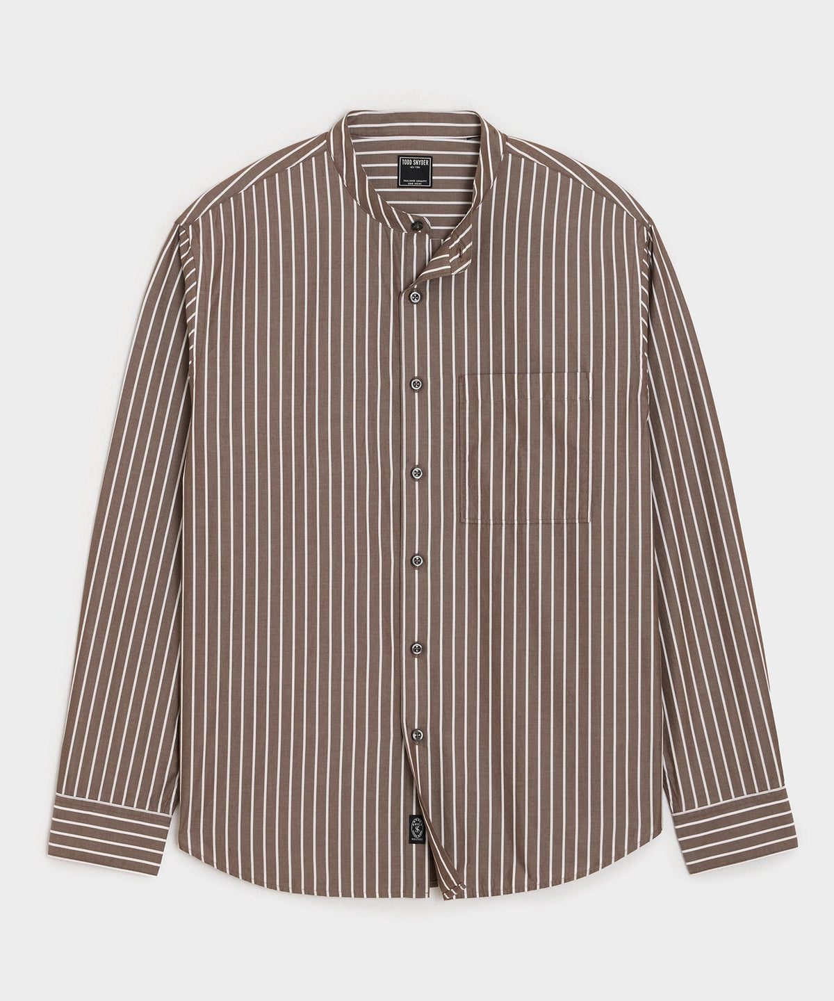 Poplin Band Collar Shirt - Brown