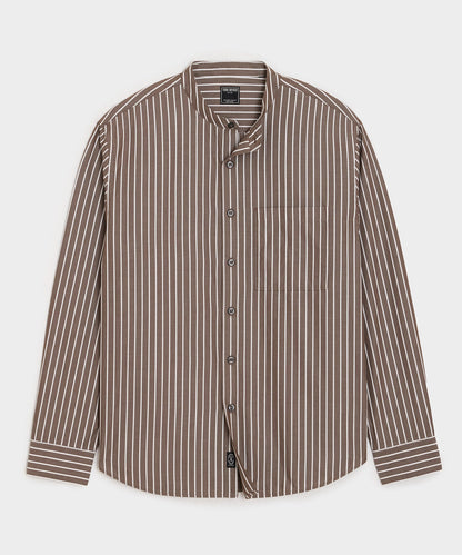 Poplin Band Collar Shirt - Brown