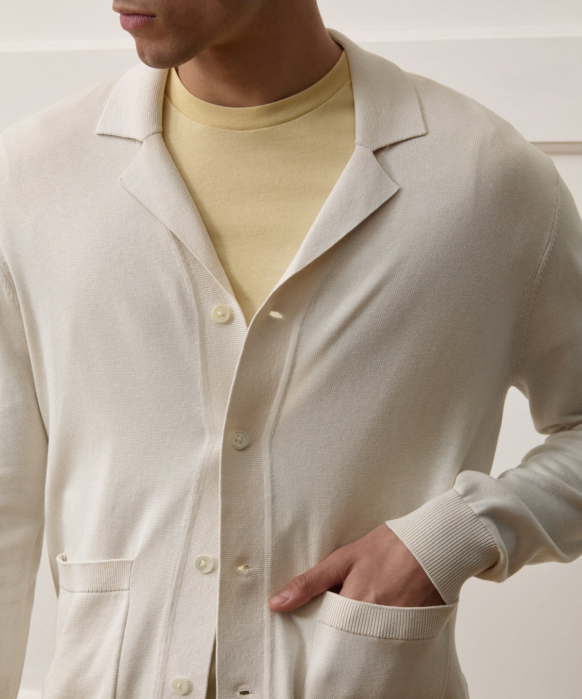 Silk-Cotton Sweater Jacket - Bisque