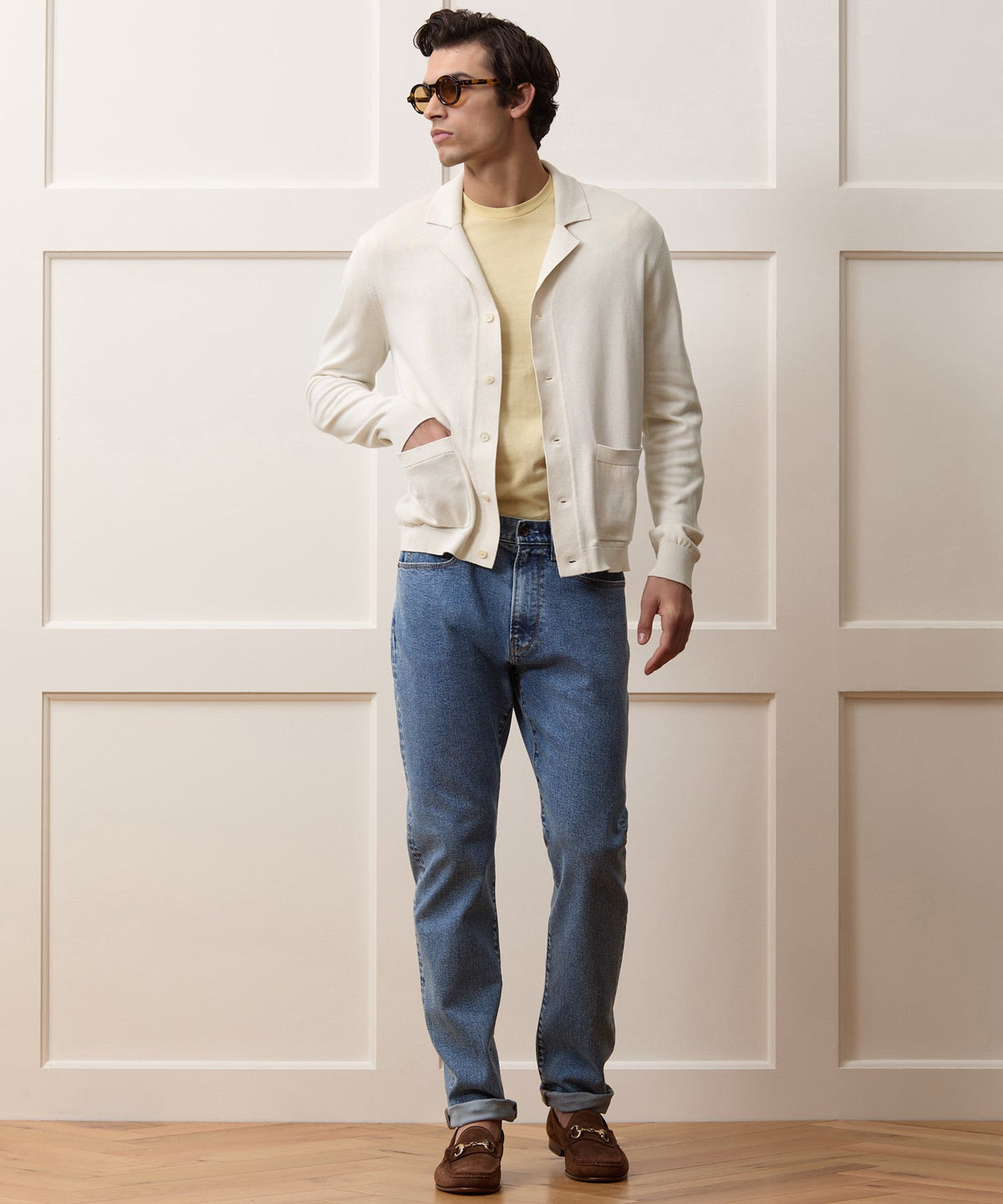 Silk-Cotton Sweater Jacket - Bisque