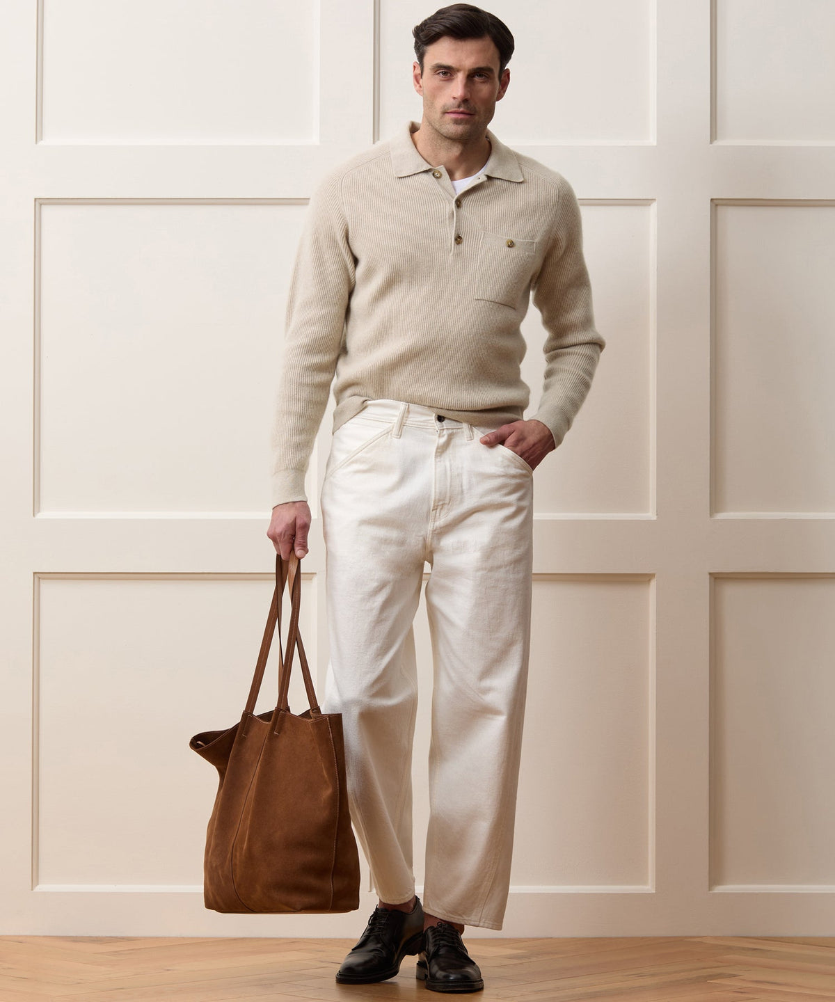 Made in Italy Cashmere Sweater Polo - Oatmeal