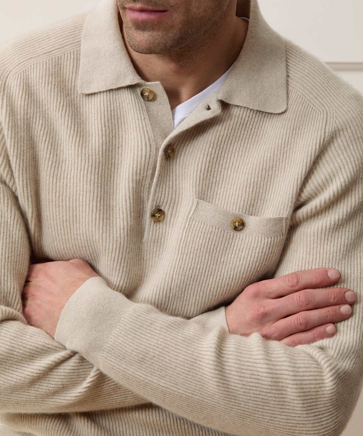 Made in Italy Cashmere Sweater Polo - Oatmeal