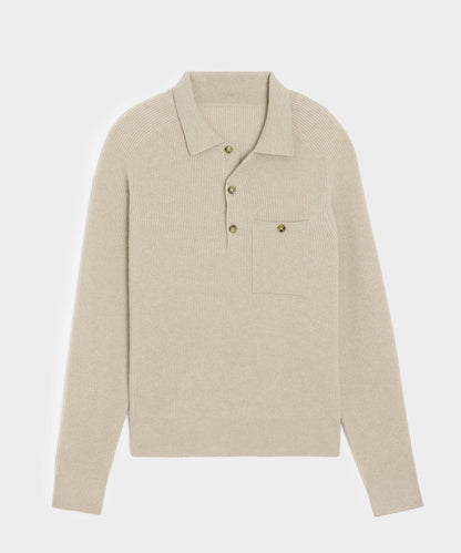 Made in Italy Cashmere Sweater Polo - Oatmeal