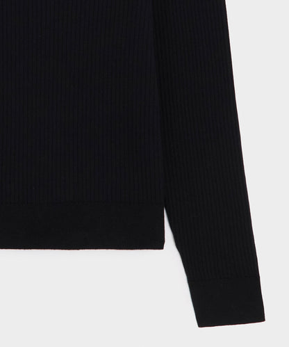 Ribbed Cotton-Cashmere Sweater Polo - Black