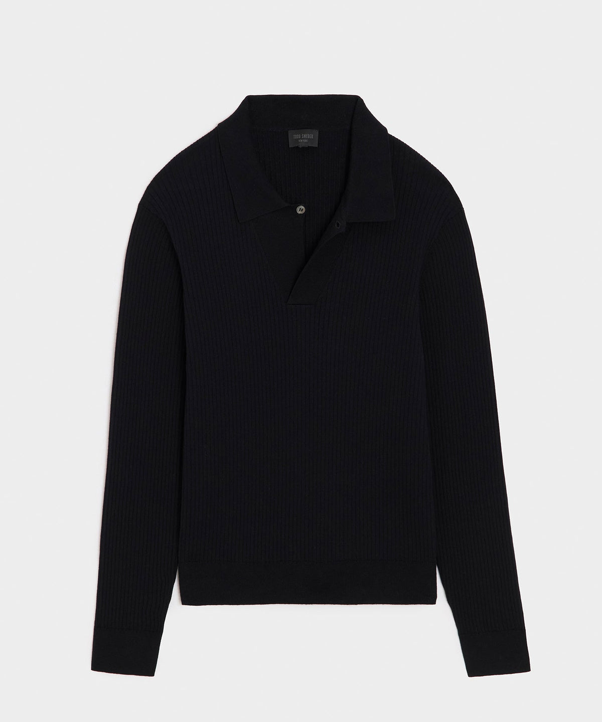 Ribbed Cotton-Cashmere Sweater Polo - Black