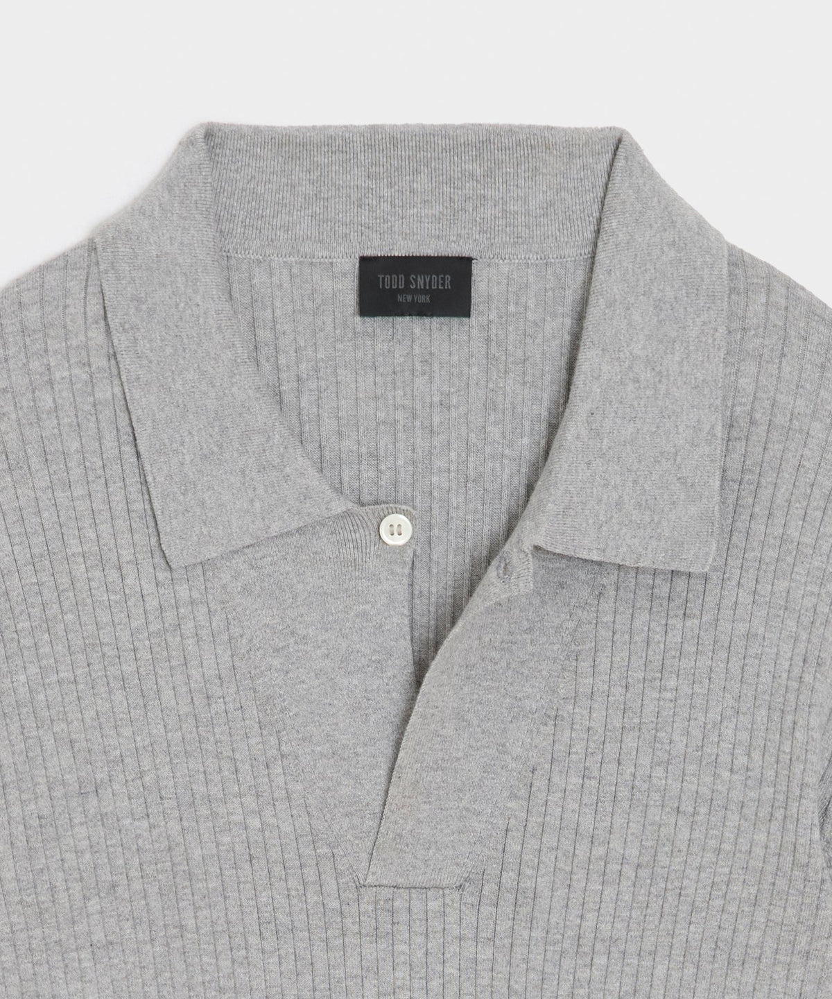 Ribbed Cotton-Cashmere Sweater Polo - Heather Grey