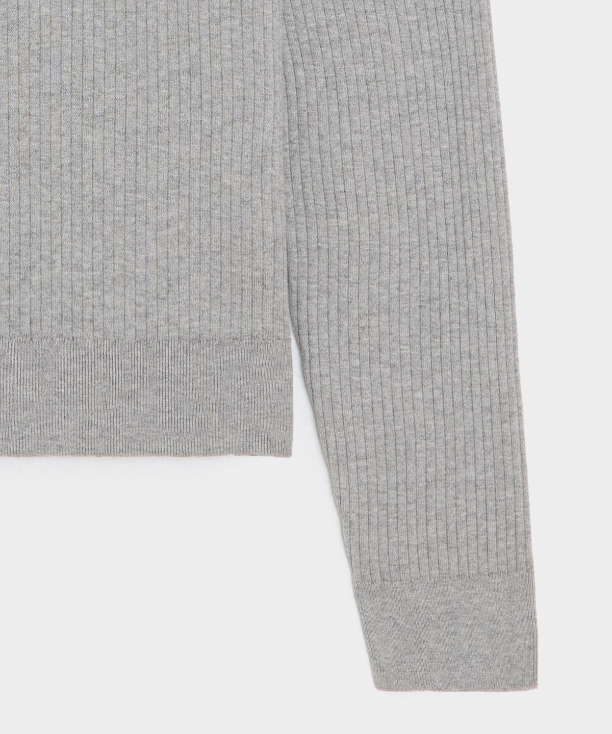 Ribbed Cotton-Cashmere Sweater Polo - Heather Grey
