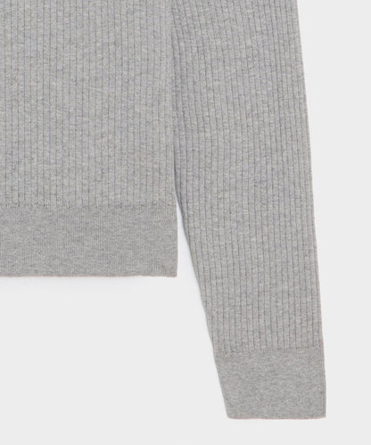Ribbed Cotton-Cashmere Sweater Polo - Heather Grey