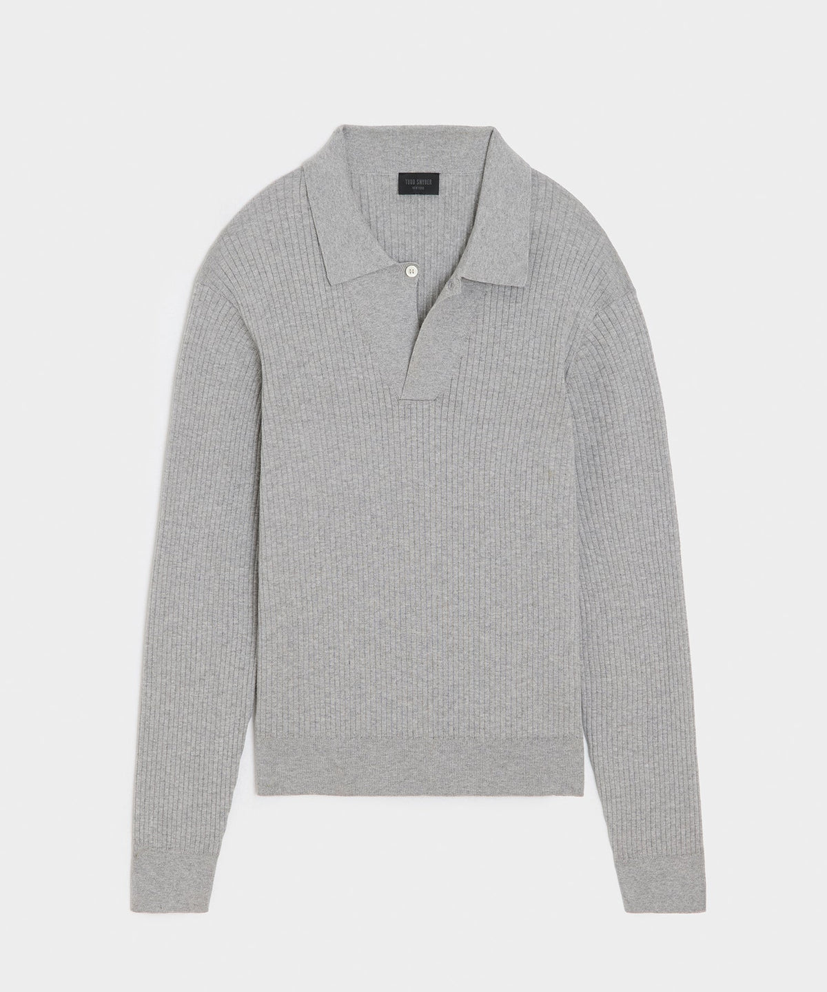 Ribbed Cotton-Cashmere Sweater Polo - Heather Grey
